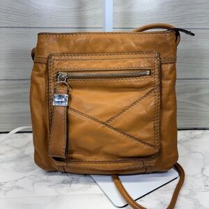 Tignanello Caramel Leather Crossbody Bag